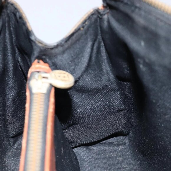 FENDI Pecan Canvas Hand Bag PVC Brown Gold Auth ep11310 - Picture 11 of 16